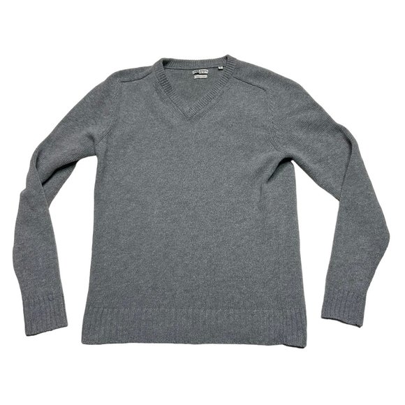Oobe Brand Merino Wool V Neck Sweater Mens Medium Gray Italy Pullover Tight Knit - Picture 1 of 8
